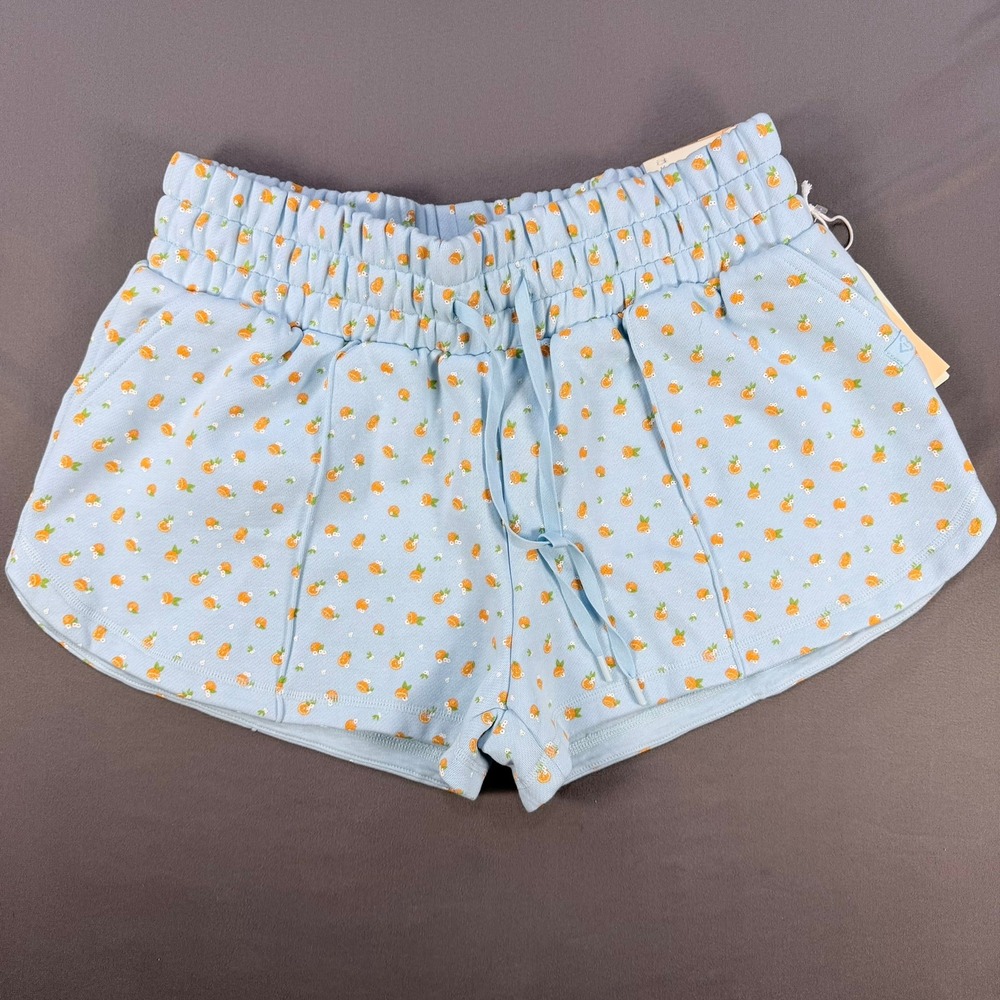 Blogilates Womens M Blue Citrus Cotton Blend Marshmallow Dolphin Shorts Pockets